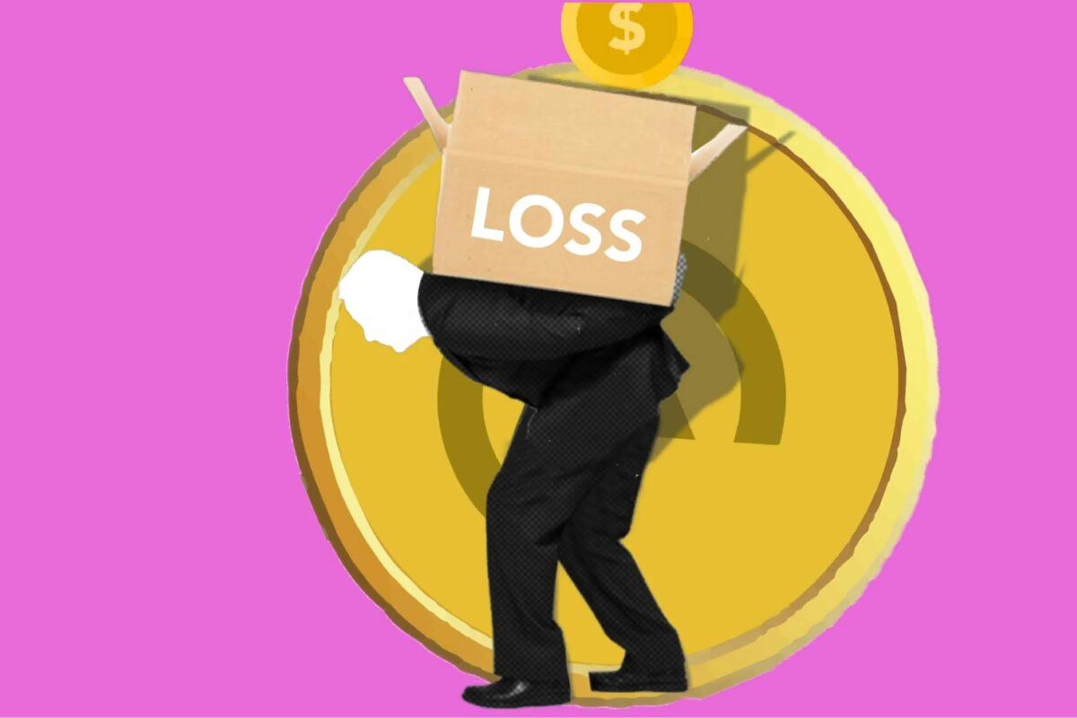 man carrying financial loss